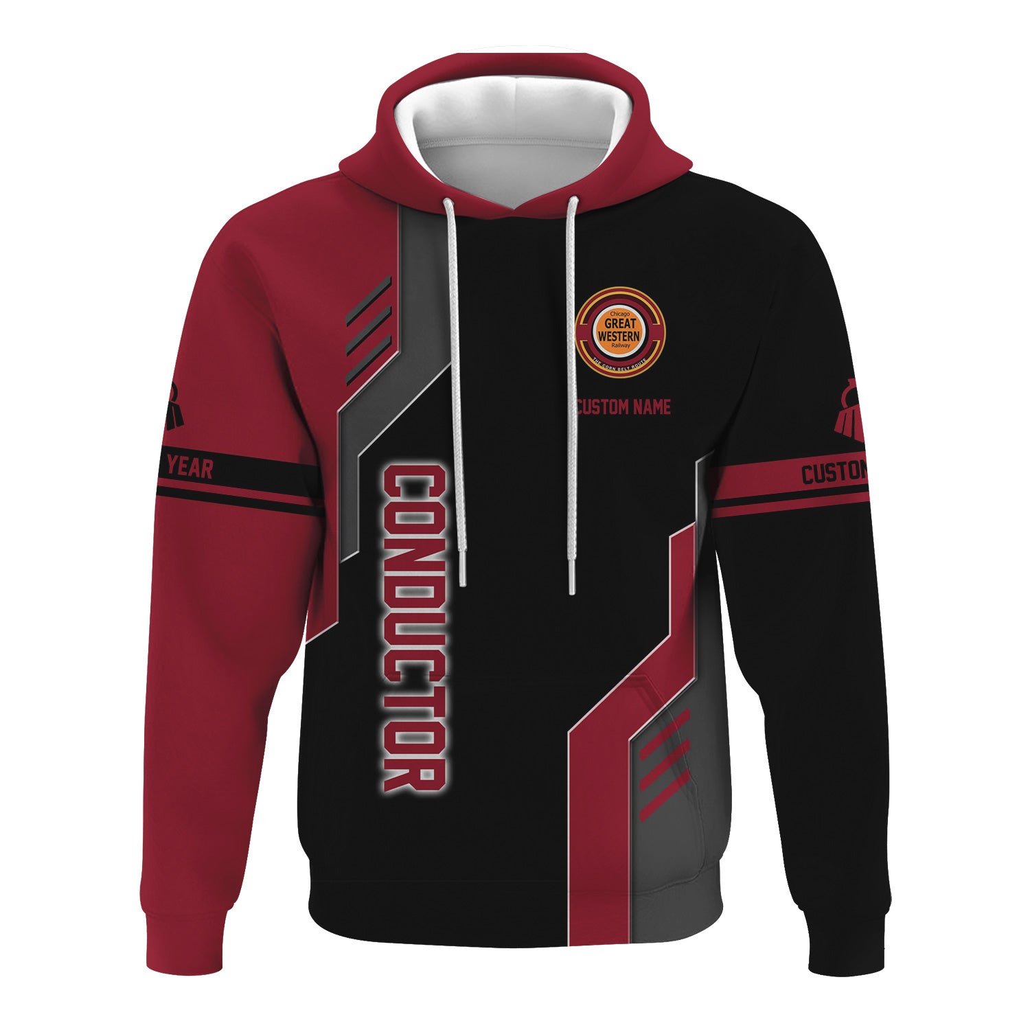 Railspirit Personalized Chicago Great Western Railroad Hoodie Unique Railway Style with Custom Job Train Zip Up Hoodie