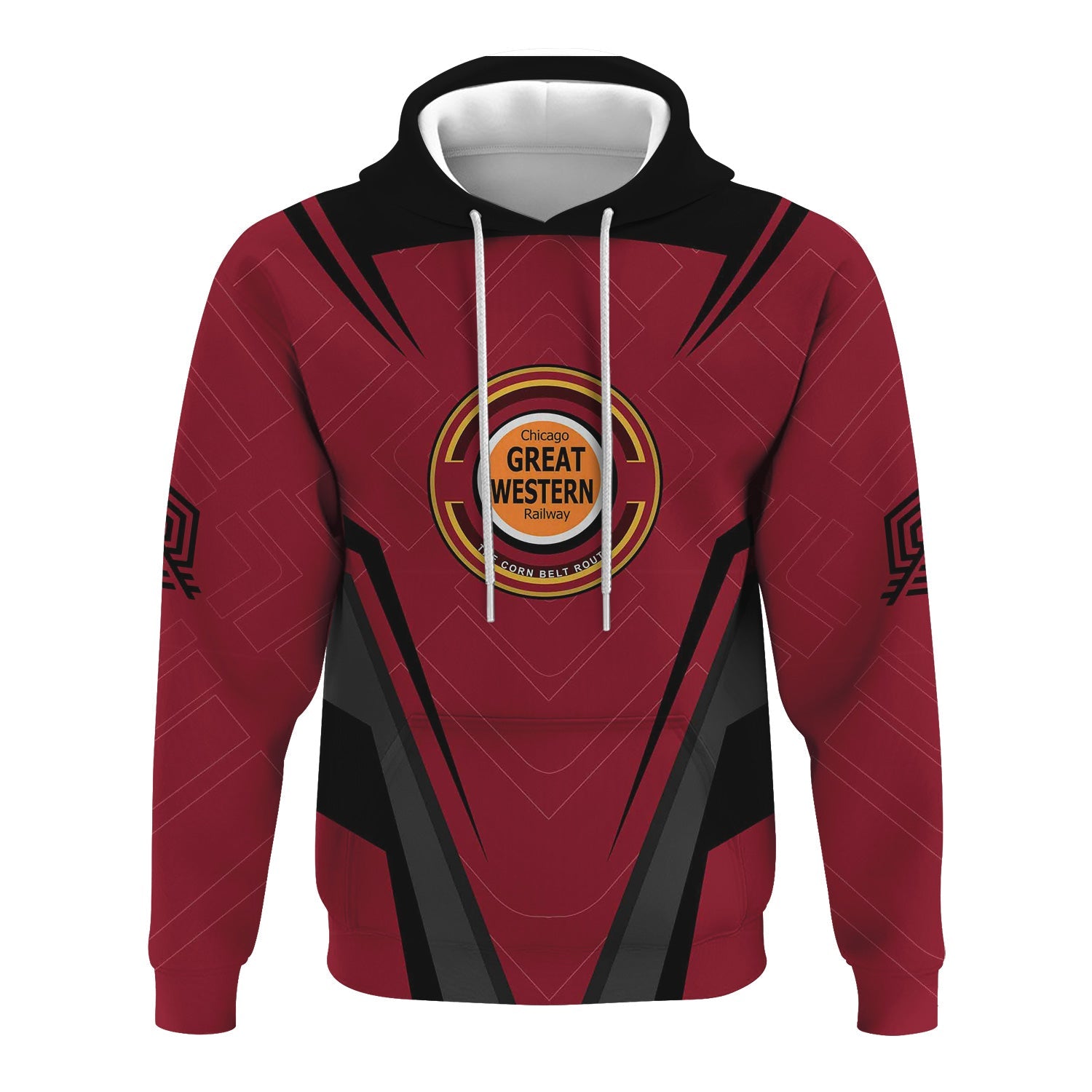 Railspirit Personalized Chicago Great Western Railroad Hoodie Railway Inspired Apparel Train Zip Up Hoodie For Train Lovers