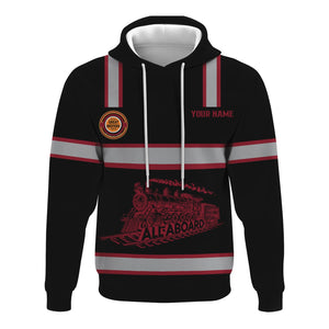 Railspirit Custom Name Chicago Great Western Railroad Hoodie Eat Train Sleep Repeat Printed Train Zip Hoodie