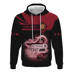 Railspirit Custom Name Chicago Great Western Railroad Hoodie American Train Ticket Printed Zip Hoodie