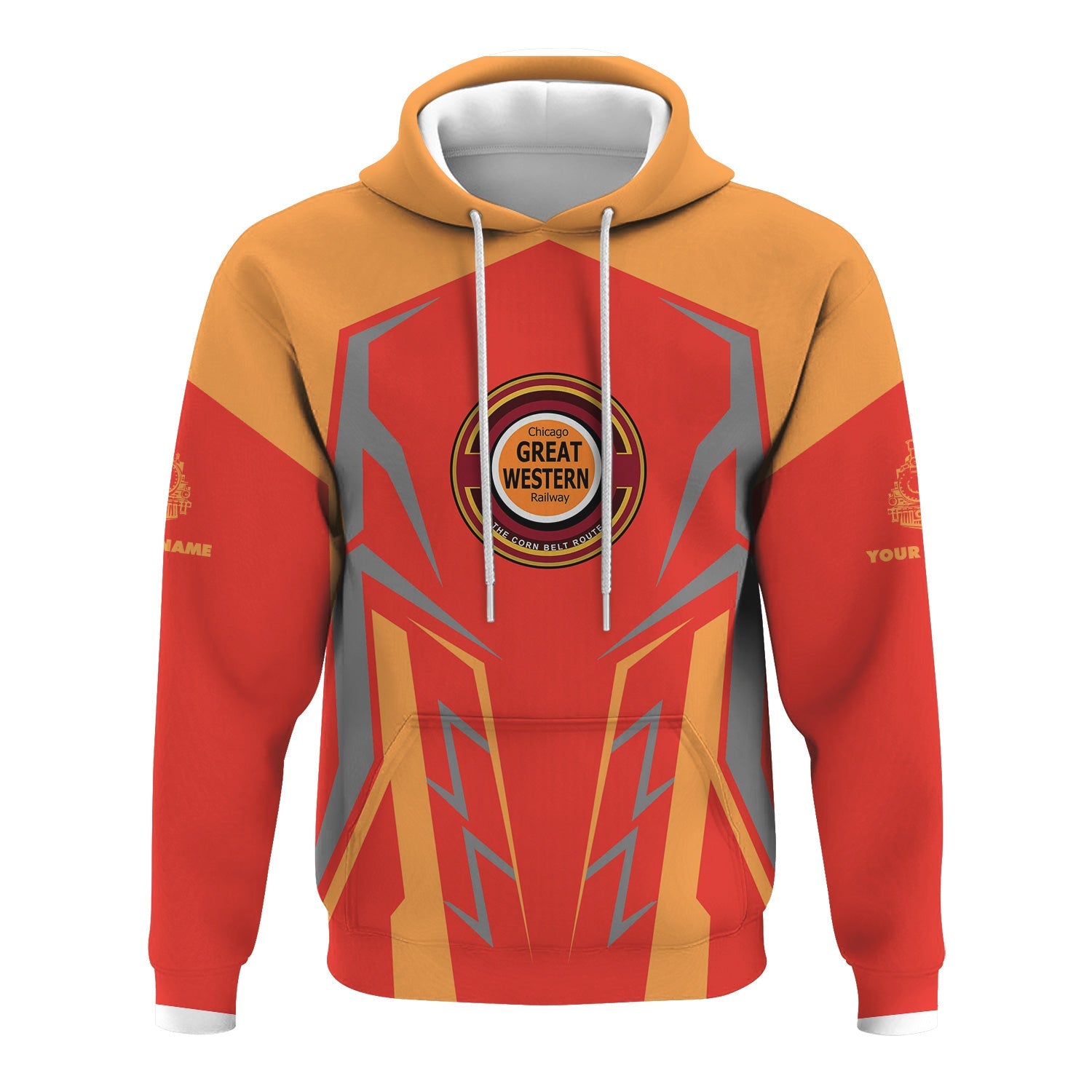 Railspirit Personalized Chicago Great Western Railroad Hoodie Futuristic Design with Custom Job Train Zip Up Hoodie