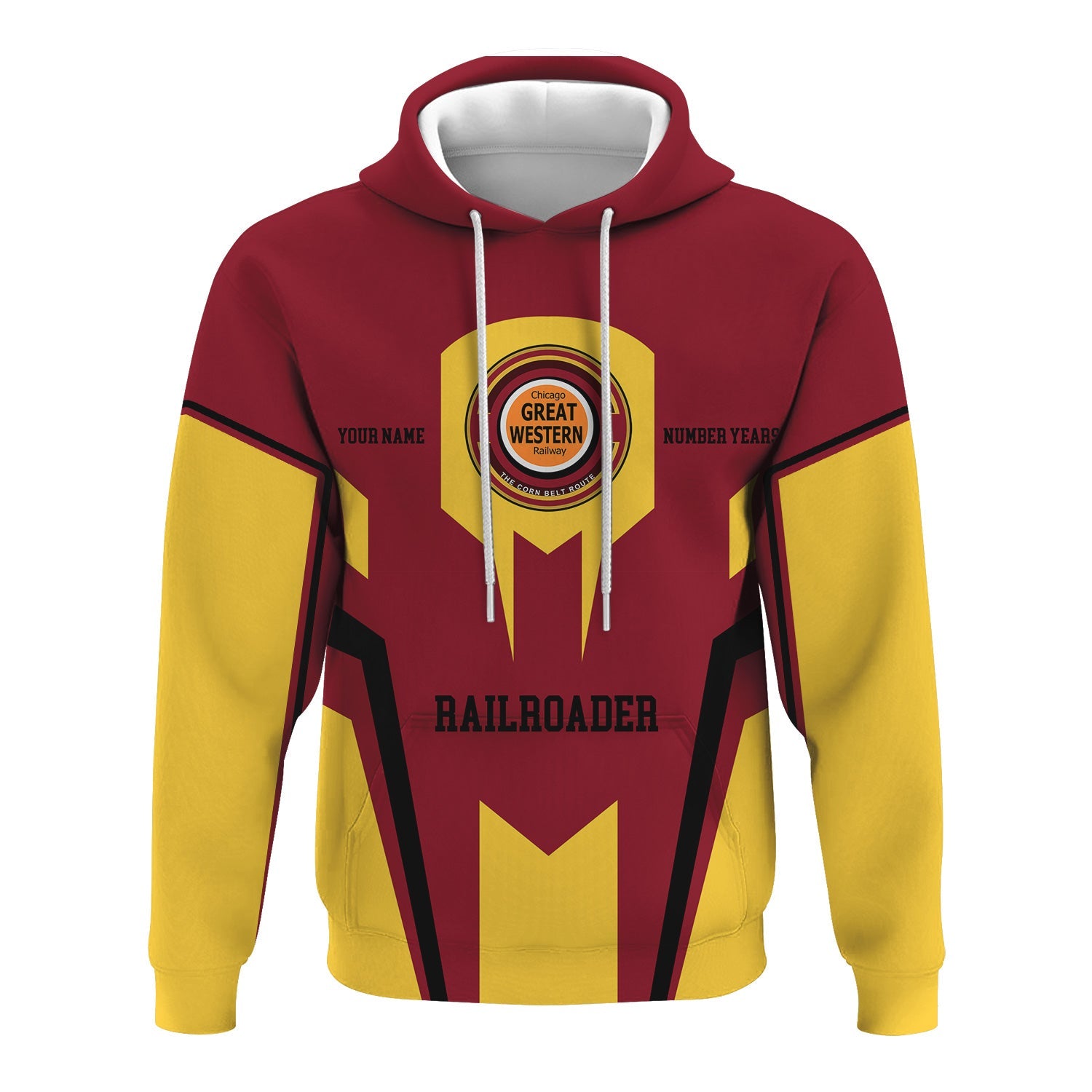 Railspirit Personalized Chicago Great Western Railroad Hoodie Custom Year Railroader Zip Up Hoodie Gift Idea For Train Lover