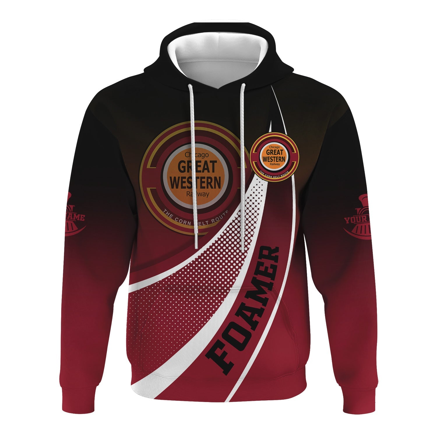 Railspirit Personalized Chicago Great Western Railroad Hoodie Railway-Themed Style Zip Up Hoodie Gift Idea For Trainspotter