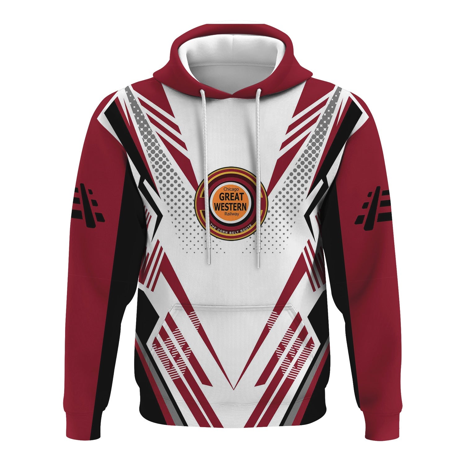 Railspirit Personalized Chicago Great Western Railroad Hoodie Railroad Tribute Design Train Zip Up Hoodie for Train Lovers