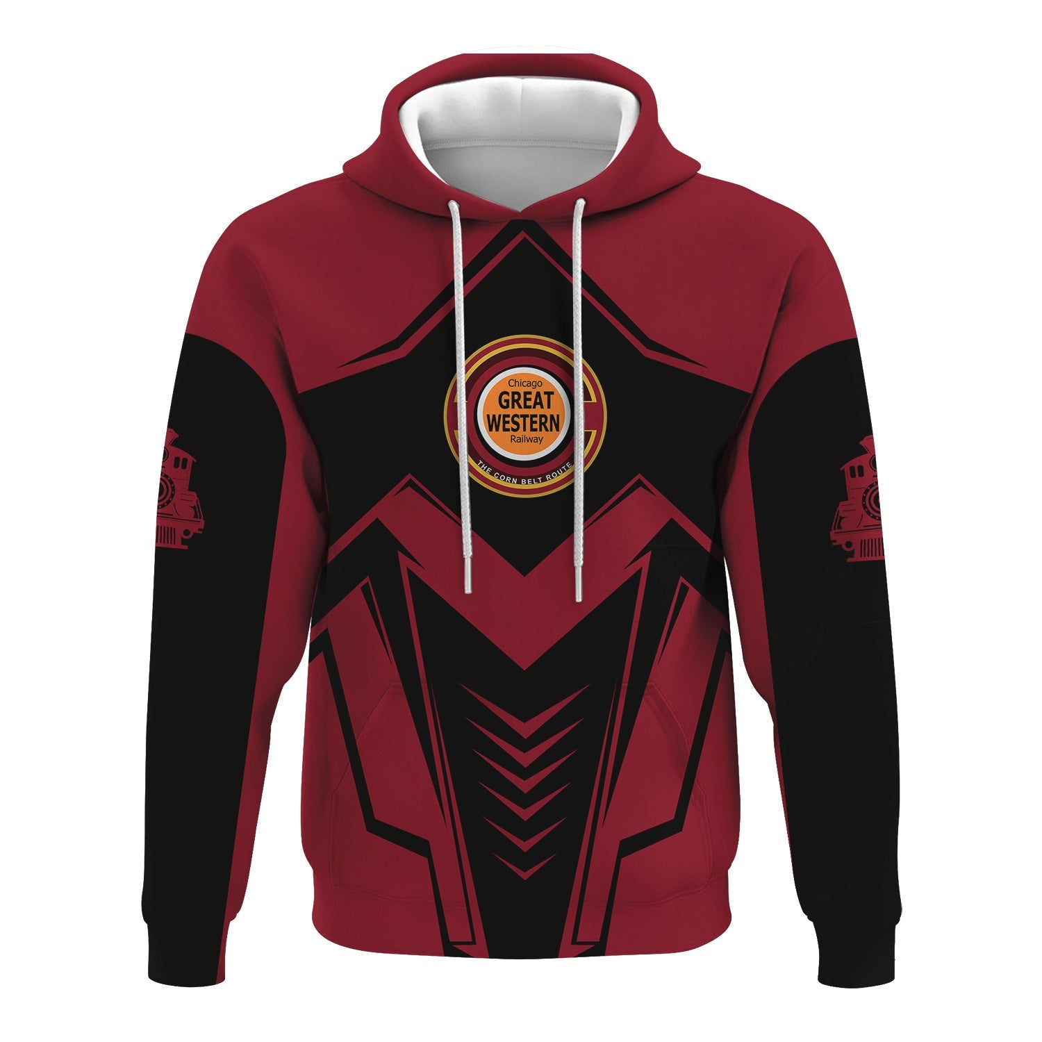 Railspirit Personalized Chicago Great Western Railroad Hoodie Railway Trainspotter Style Zip Up Hoodie Gift Idea For Foamers