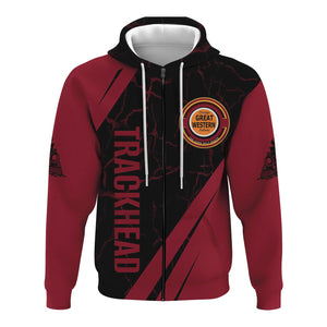 Railspirit Personalized Chicago Great Western Railroad Hoodie Crackle Texture Style Train Zip Up Hoodie For Trackhead