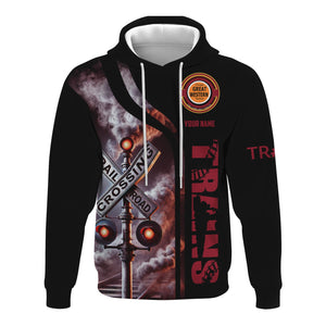 Railspirit Custom Name Chicago Great Western Railroad Hoodie Railroad Crossing Sign Printed Zip Hoodie