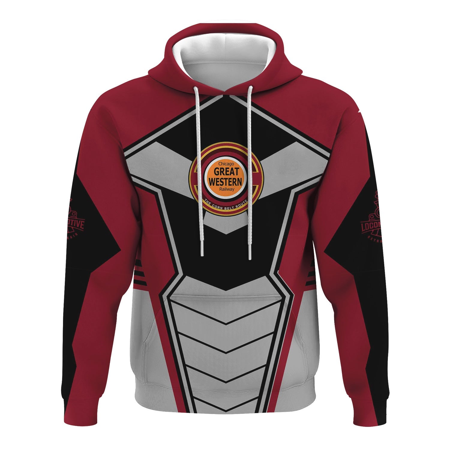 Railspirit Personalized Chicago Great Western Railroad Hoodie Engine-Inspired Style Train Zip Up Hoodie for Railroad Fanatic