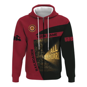 Railspirit Personalized Chicago Great Western Railroad Hoodie All Aboard Steam Train Movie Projector Style Zip Up Hoodie