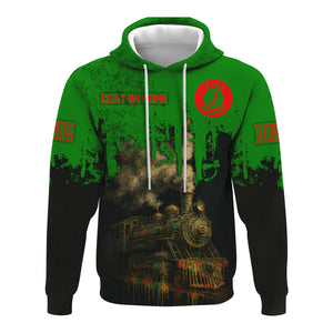 Railspirit Personalized Elgin Joliet And Eastern Railroad Hoodie Vintage Train Art Style Zip Up Hoodie For Locomotive Fans