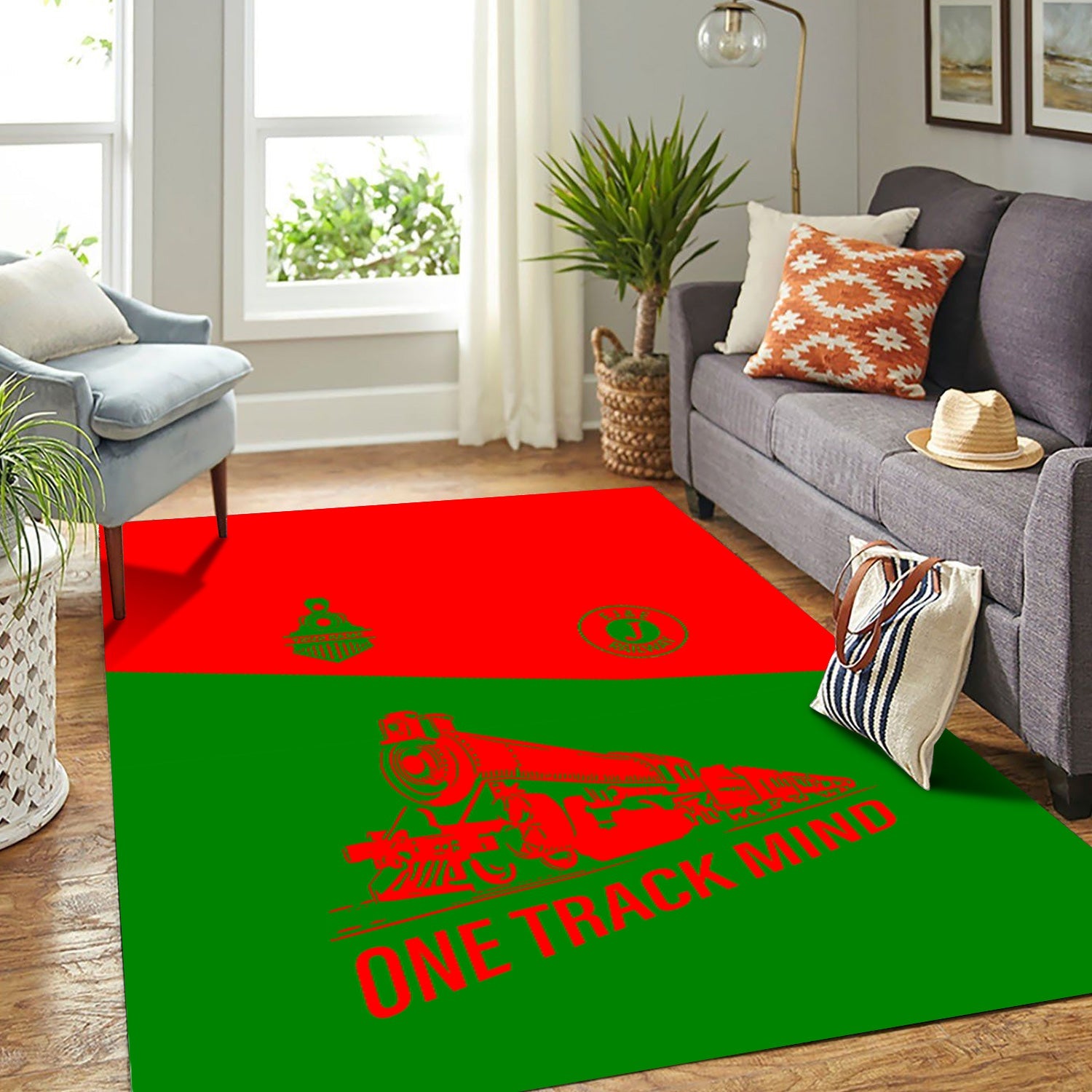 Railspirit Personalized Elgin Joliet And Eastern Railroad Area Rug One Track Mind Train Rug Gift Idea For Train Lover