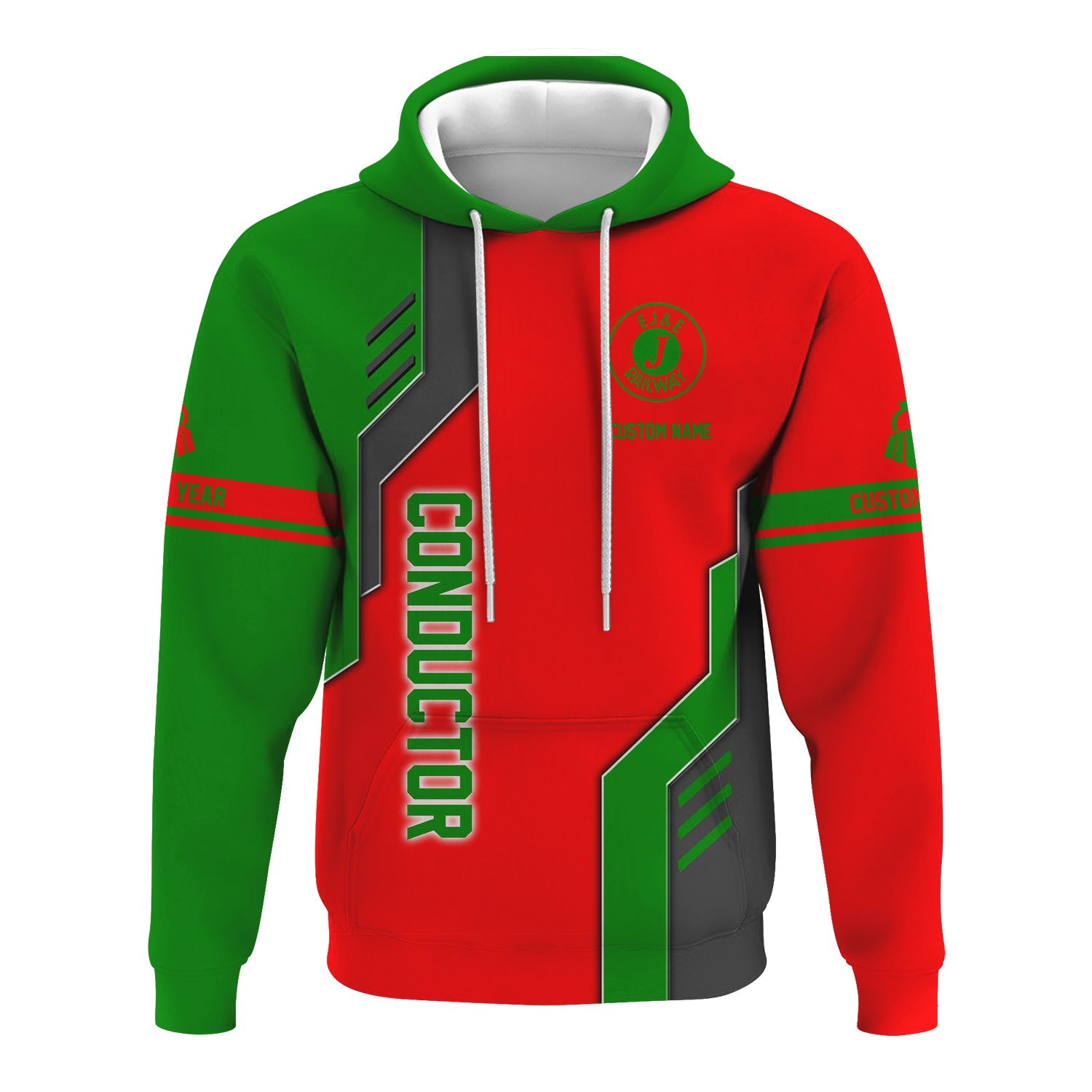 Railspirit Personalized Elgin Joliet And Eastern Railroad Hoodie Unique Railway Style with Custom Job Train Zip Up Hoodie