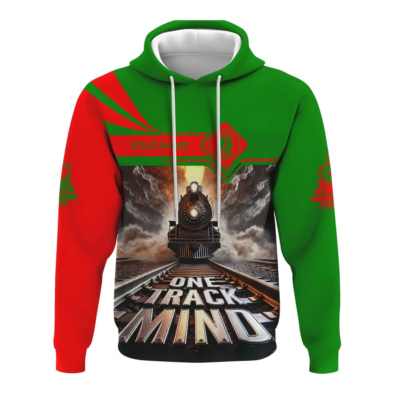 Railspirit Personalized Elgin Joliet And Eastern Railroad Hoodie One Track Mind Train Printed ZIp Up Hoodie