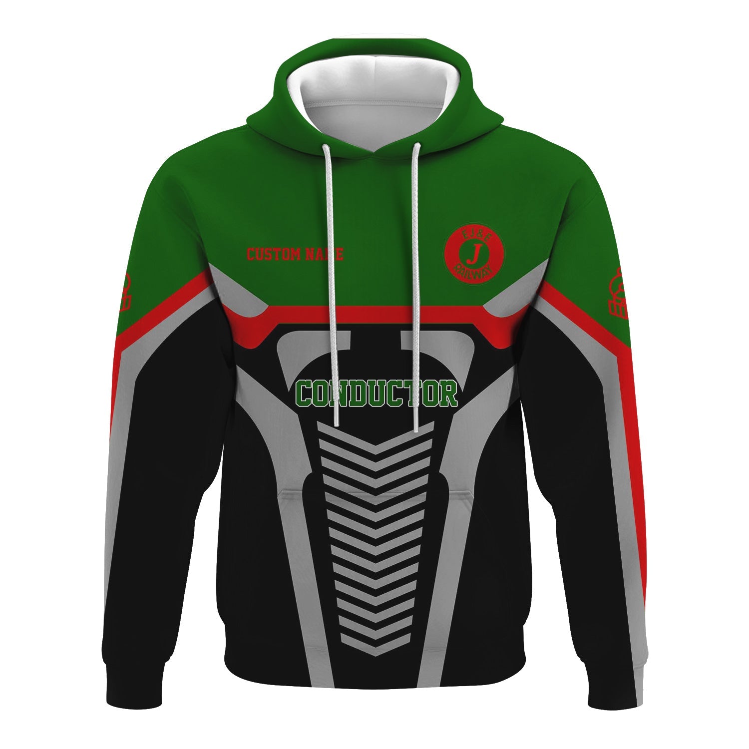 Railspirit Personalized Elgin Joliet And Eastern Railroad Hoodie Track-Inspired with Custom Job Position Train Zip Up Hoodie