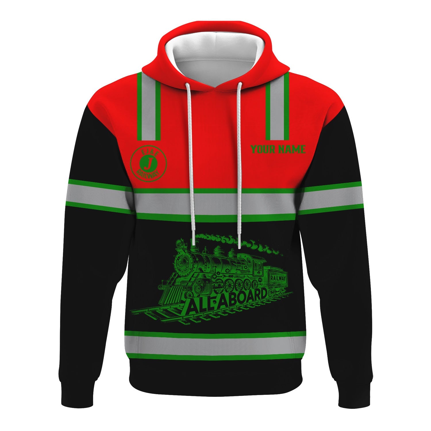 Railspirit Custom Name Elgin Joliet And Eastern Railroad Hoodie Eat Train Sleep Repeat Printed Train Zip Hoodie