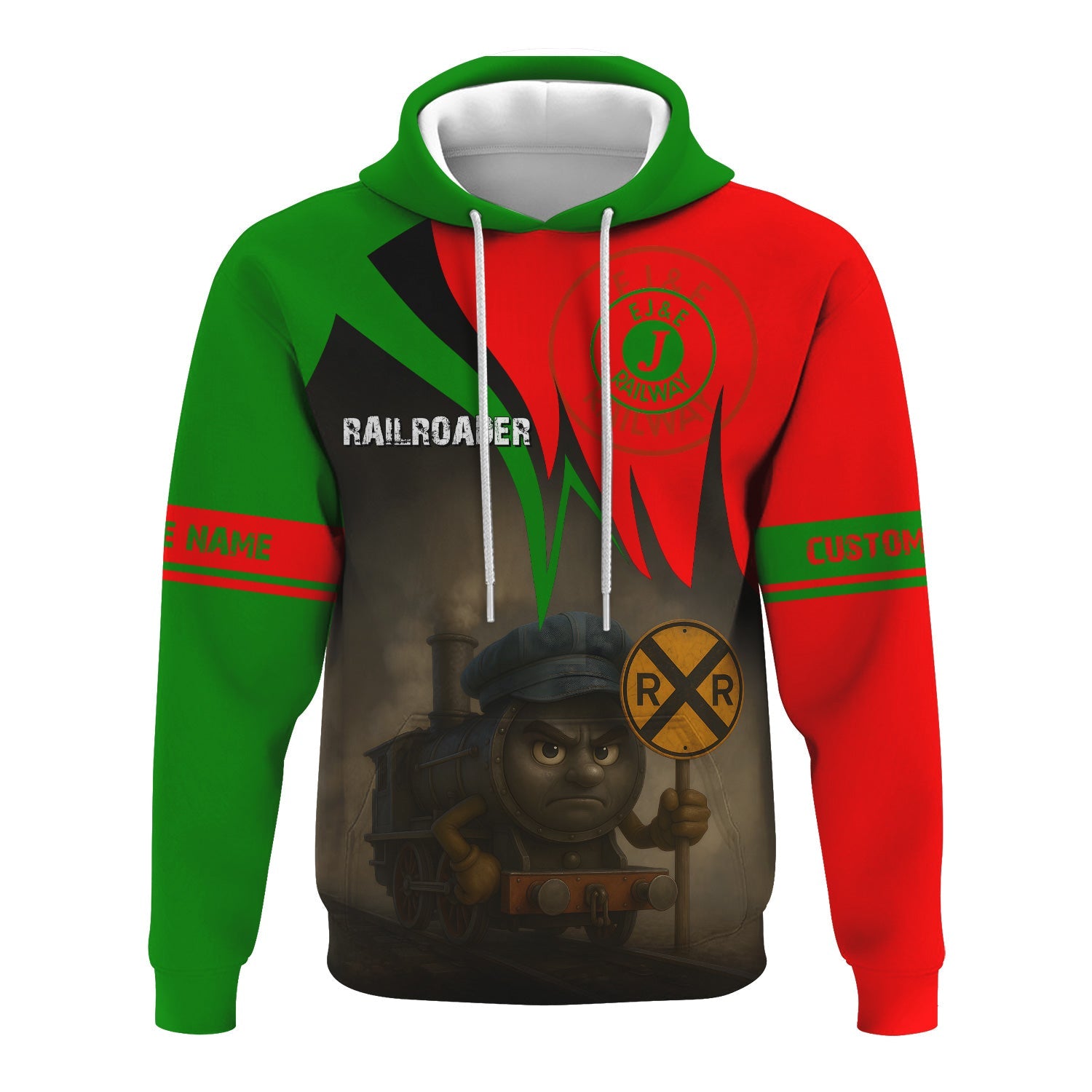 Railspirit Personalized Elgin Joliet And Eastern Railroad Hoodie Angry Train Hoodie Gift Idea For Train Lover