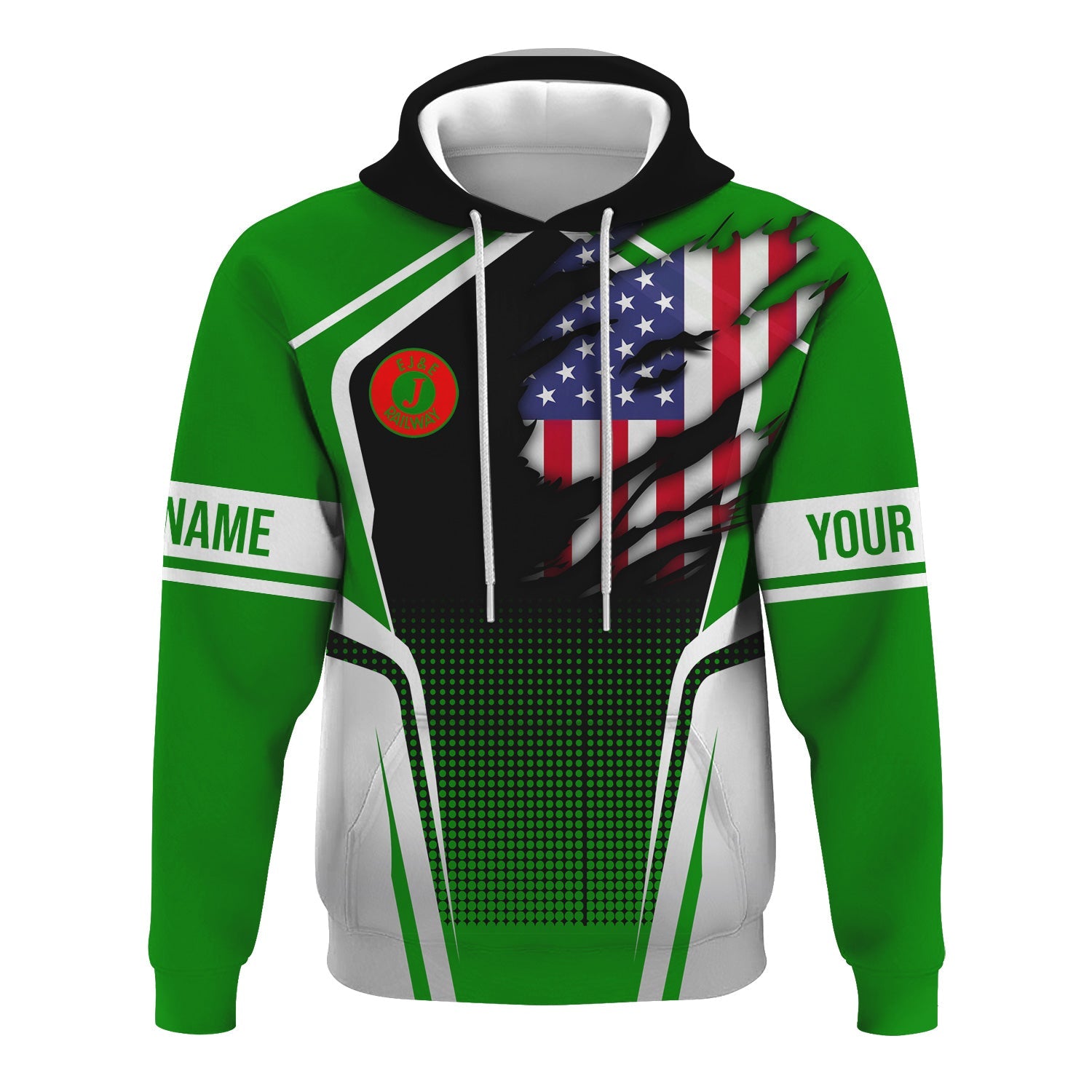 Railspirit Personalized Elgin Joliet And Eastern Railroad Hoodie American Eagle Vintage Train Zip Up Hoodie