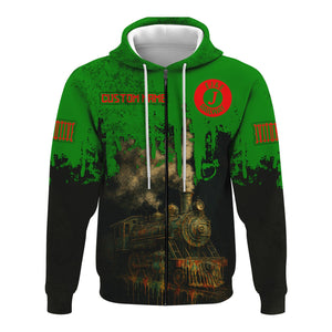 Railspirit Personalized Elgin Joliet And Eastern Railroad Hoodie Vintage Train Art Style Zip Up Hoodie For Locomotive Fans