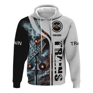 Railspirit Custom Name Bessemer And Lake Erie Railroad Hoodie Railroad Crossing Sign Printed Zip Hoodie