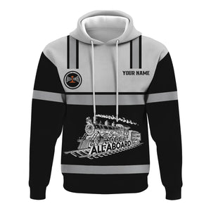 Railspirit Custom Name Bessemer And Lake Erie Railroad Hoodie Eat Train Sleep Repeat Printed Train Zip Hoodie