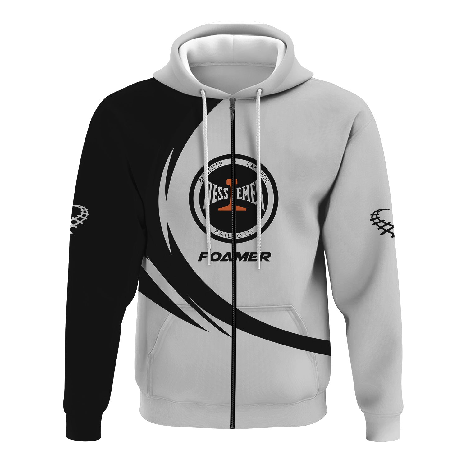 Railspirit Personalized Bessemer And Lake Erie Railroad Hoodie Unique Graphic Style Zip Up Hoodie For Train Enthusiasts