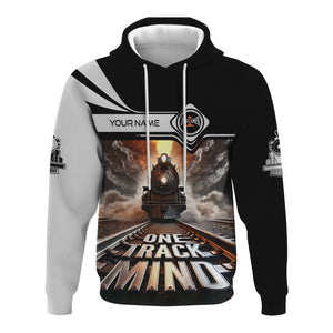 Railspirit Personalized Bessemer And Lake Erie Railroad Hoodie One Track Mind Train Printed ZIp Up Hoodie