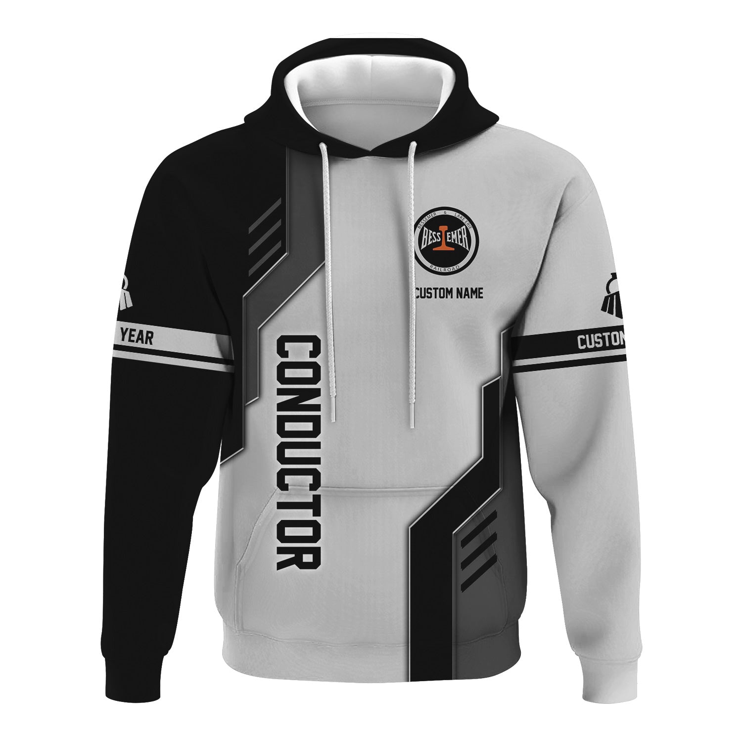 Railspirit Personalized Bessemer And Lake Erie Railroad Hoodie Unique Railway Style with Custom Job Train Zip Up Hoodie