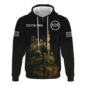 Railspirit Personalized Bessemer And Lake Erie Railroad Hoodie Vintage Train Art Style Zip Up Hoodie For Locomotive Fans