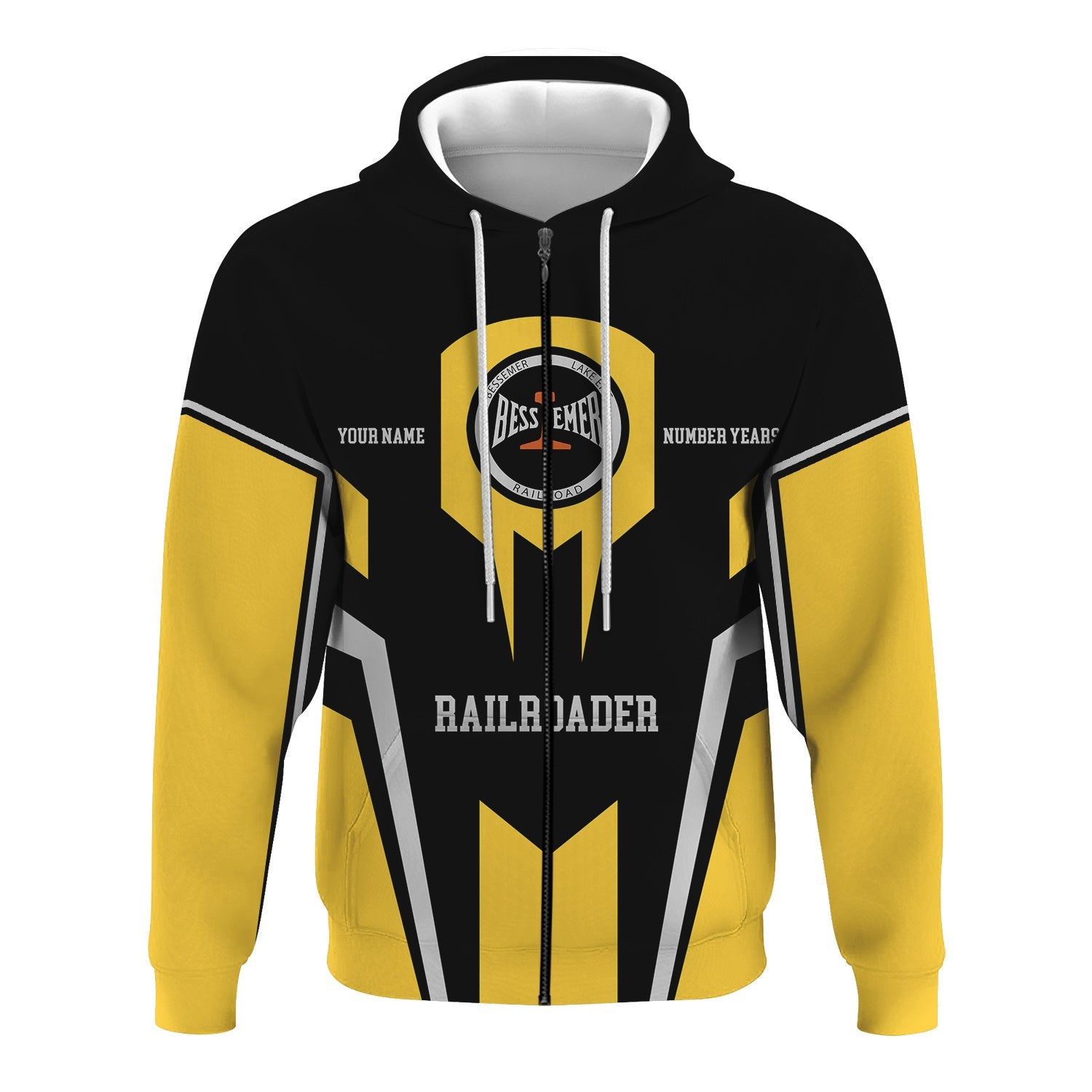 Railspirit Personalized Bessemer And Lake Erie Railroad Hoodie Custom Year Railroader Zip Up Hoodie Gift Idea For Train Lover