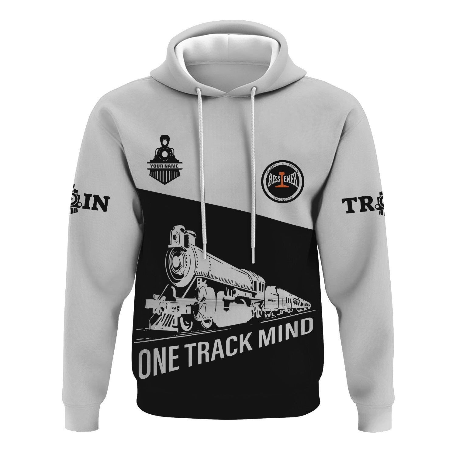 Railspirit Custom Name Bessemer And Lake Erie Railroad Hoodie One Track Mind Printed Zip Hoodie