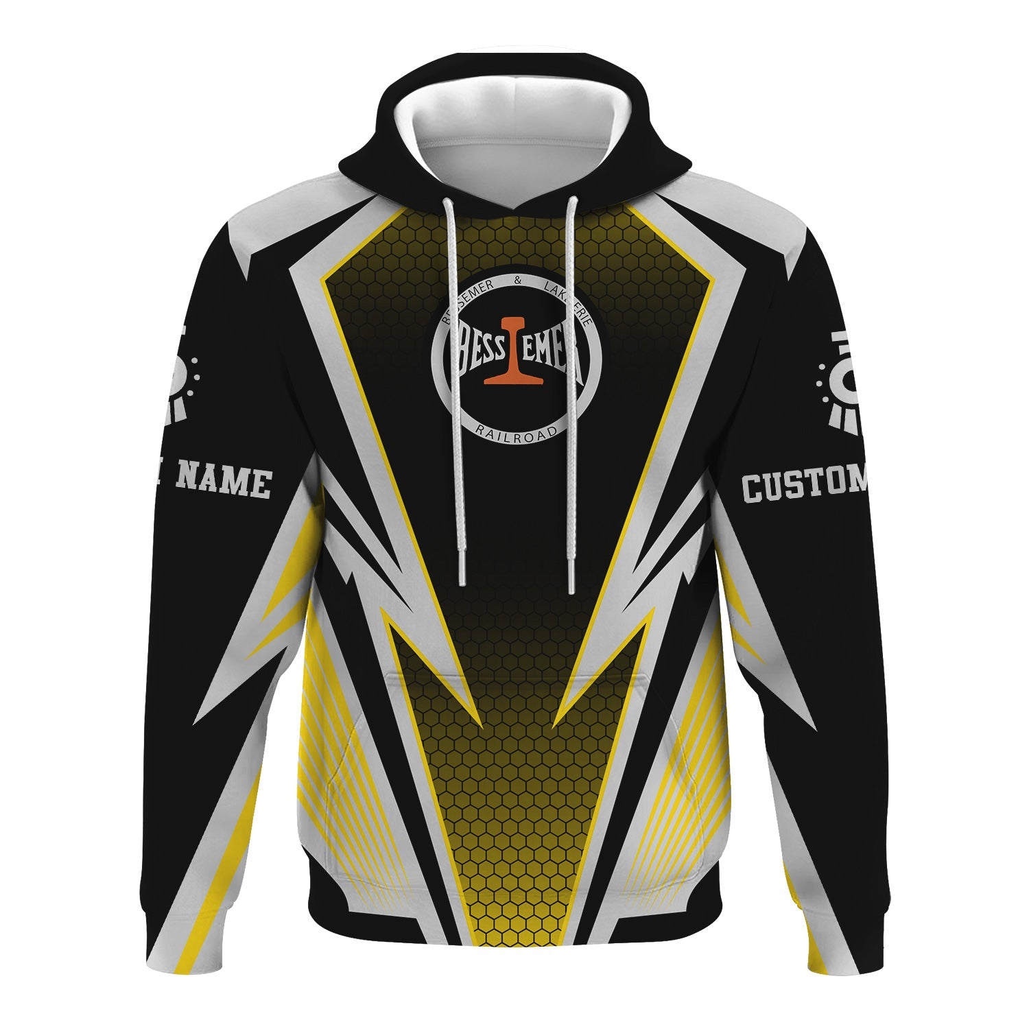 Railspirit Personalized Bessemer And Lake Erie Railroad Hoodie Lightning Graphic Style Zip Up Hoodie Gift Idea For Train Lover