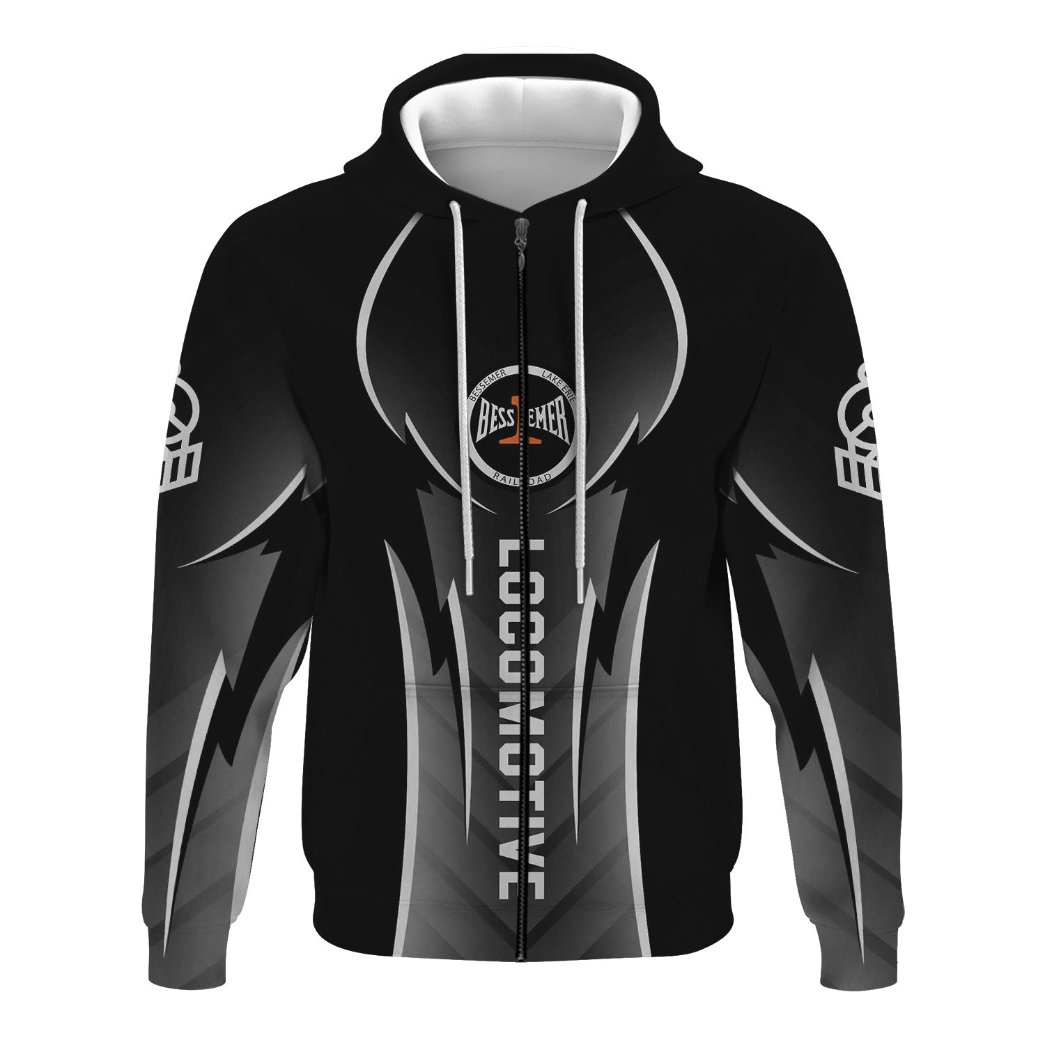 Railspirit Personalized Bessemer And Lake Erie Railroad Hoodie Striking Line Style Train Zip Up Hoodie For Locomotive Lovers