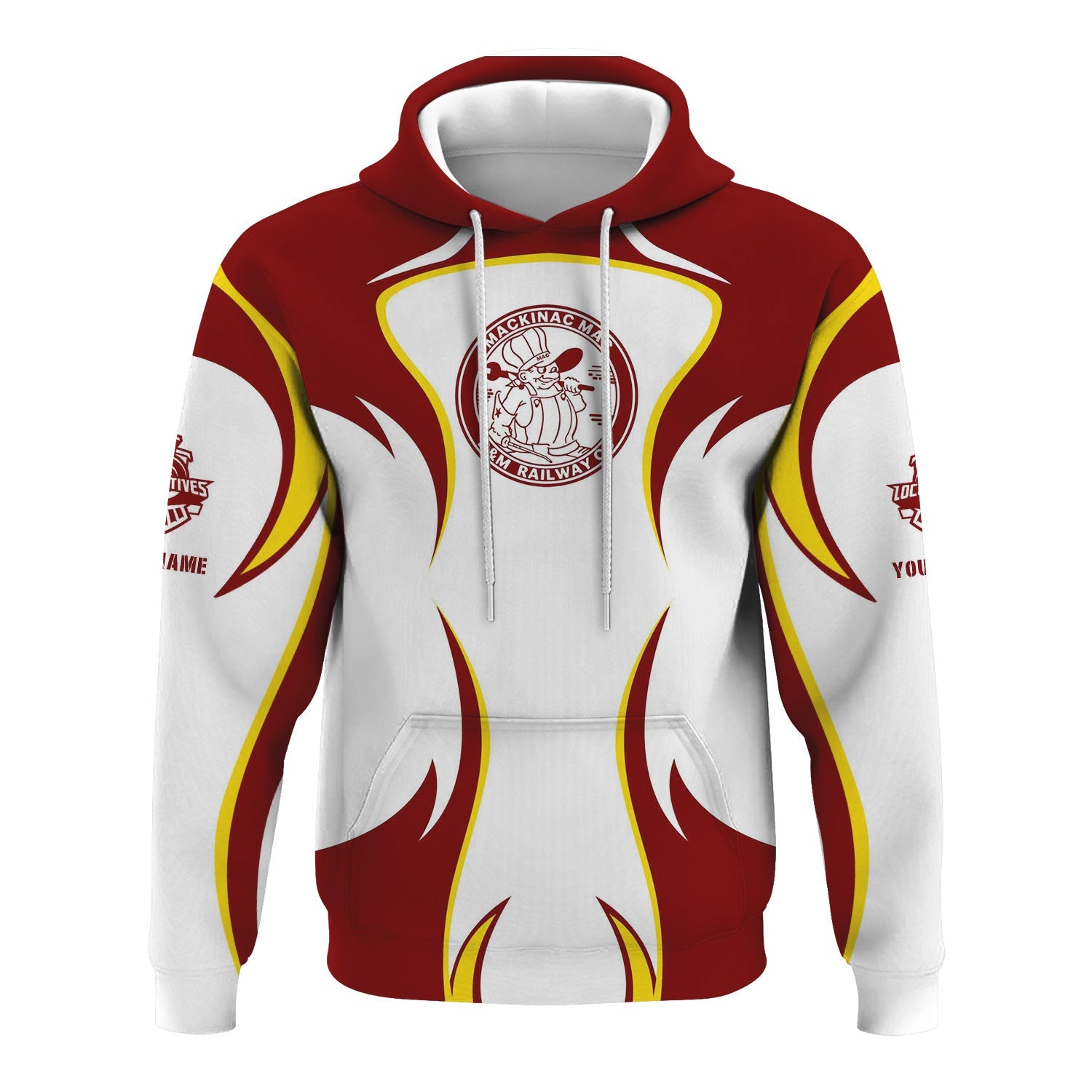 Railspirit Personalized Detroit & Mackinac Railroad Hoodie Distinctive Flame Style Zip Up Hoodie For Steam Engine Addict