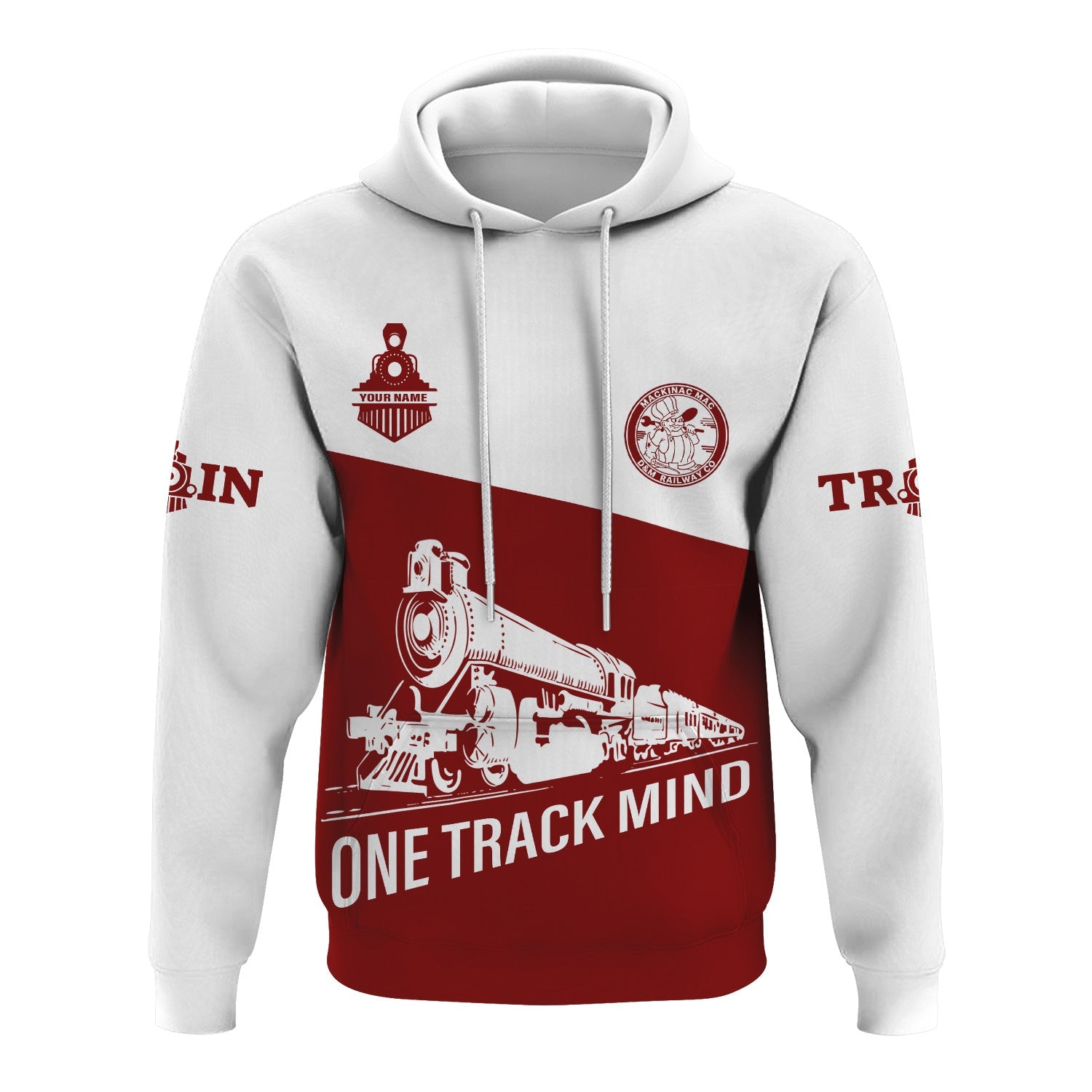 Railspirit Custom Name Detroit & Mackinac Railroad Hoodie One Track Mind Printed Zip Hoodie