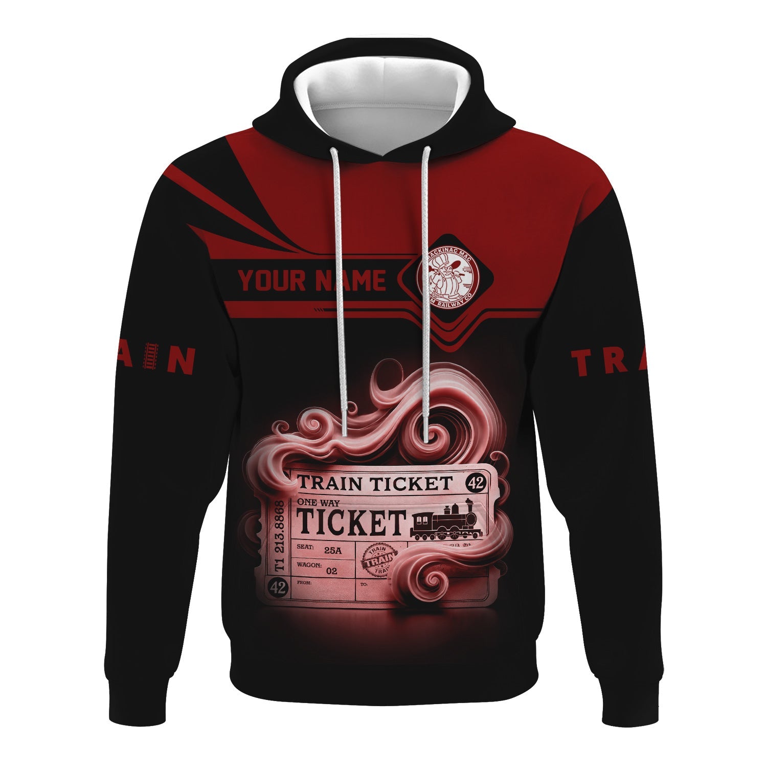 Railspirit Custom Name Detroit & Mackinac Railroad Hoodie American Train Ticket Printed Zip Hoodie