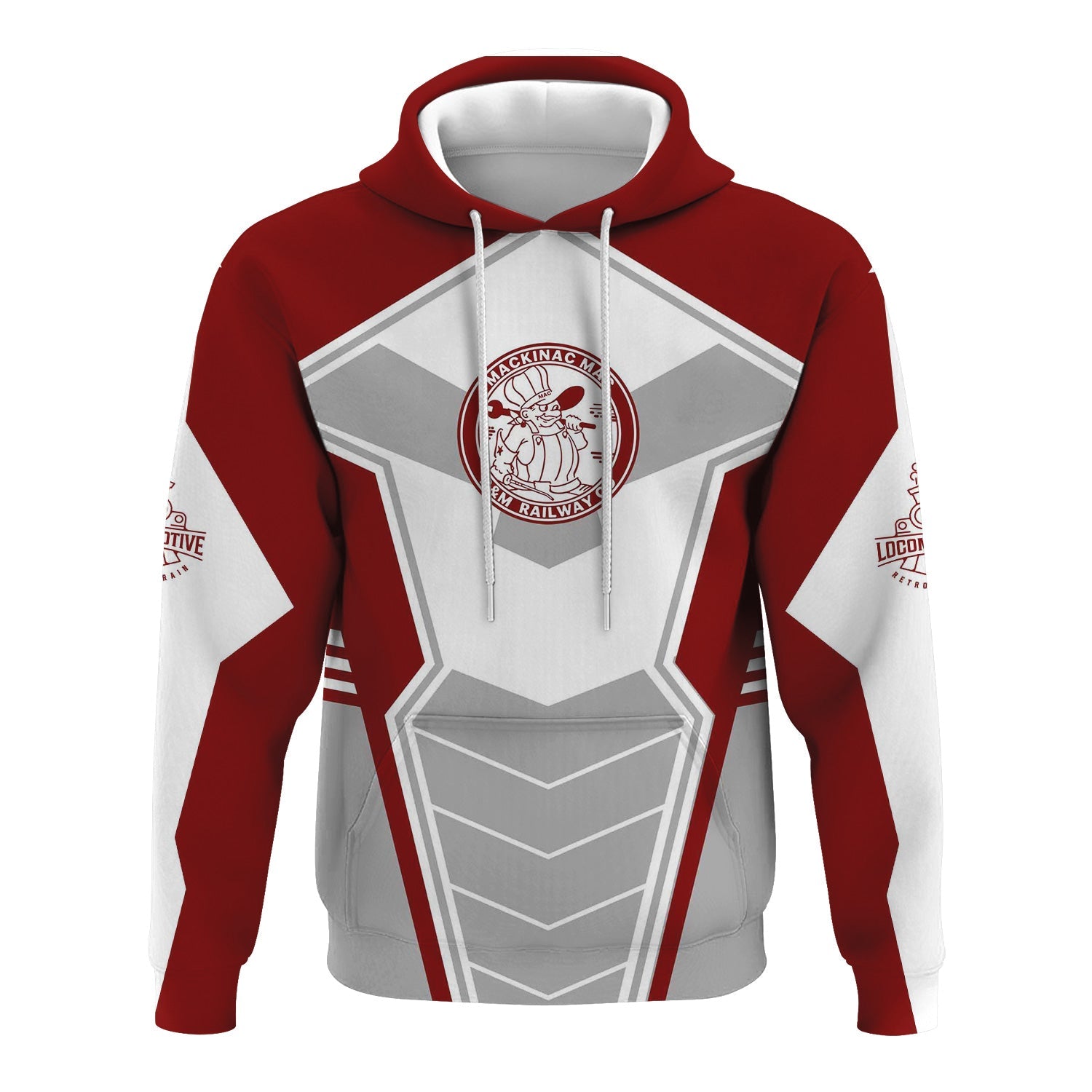 Railspirit Personalized Detroit & Mackinac Railroad Hoodie Engine-Inspired Style Train Zip Up Hoodie for Railroad Fanatic