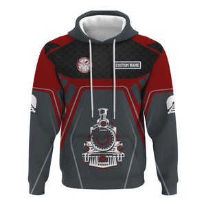 Railspirit Personalized Detroit & Mackinac Railroad Hoodie Steam Locomotive Engine Graphic Train Zip Up Hoodie All Over Print