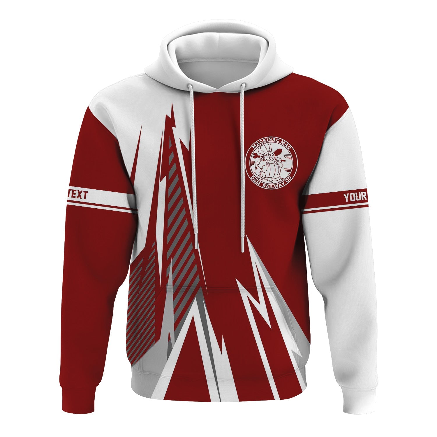 Railspirit Personalized Detroit & Mackinac Railroad Hoodie Lightning-Inspired Railway Style Zip Up Hoodie For Train Lovers