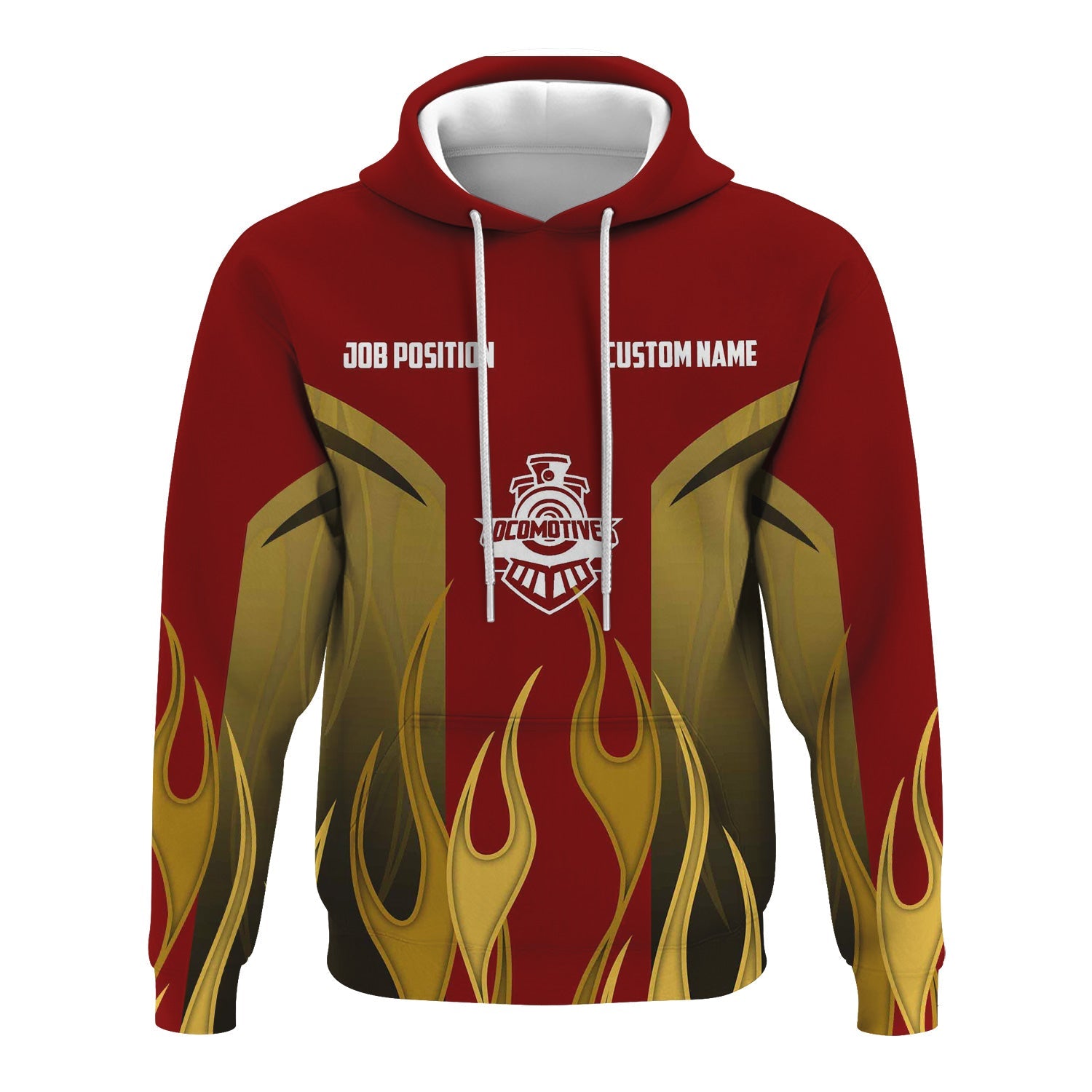 Railspirit Custom Name and Job Title Detroit & Mackinac Railroad Hoodie Flame Graphic Train Zip Up Hoodie
