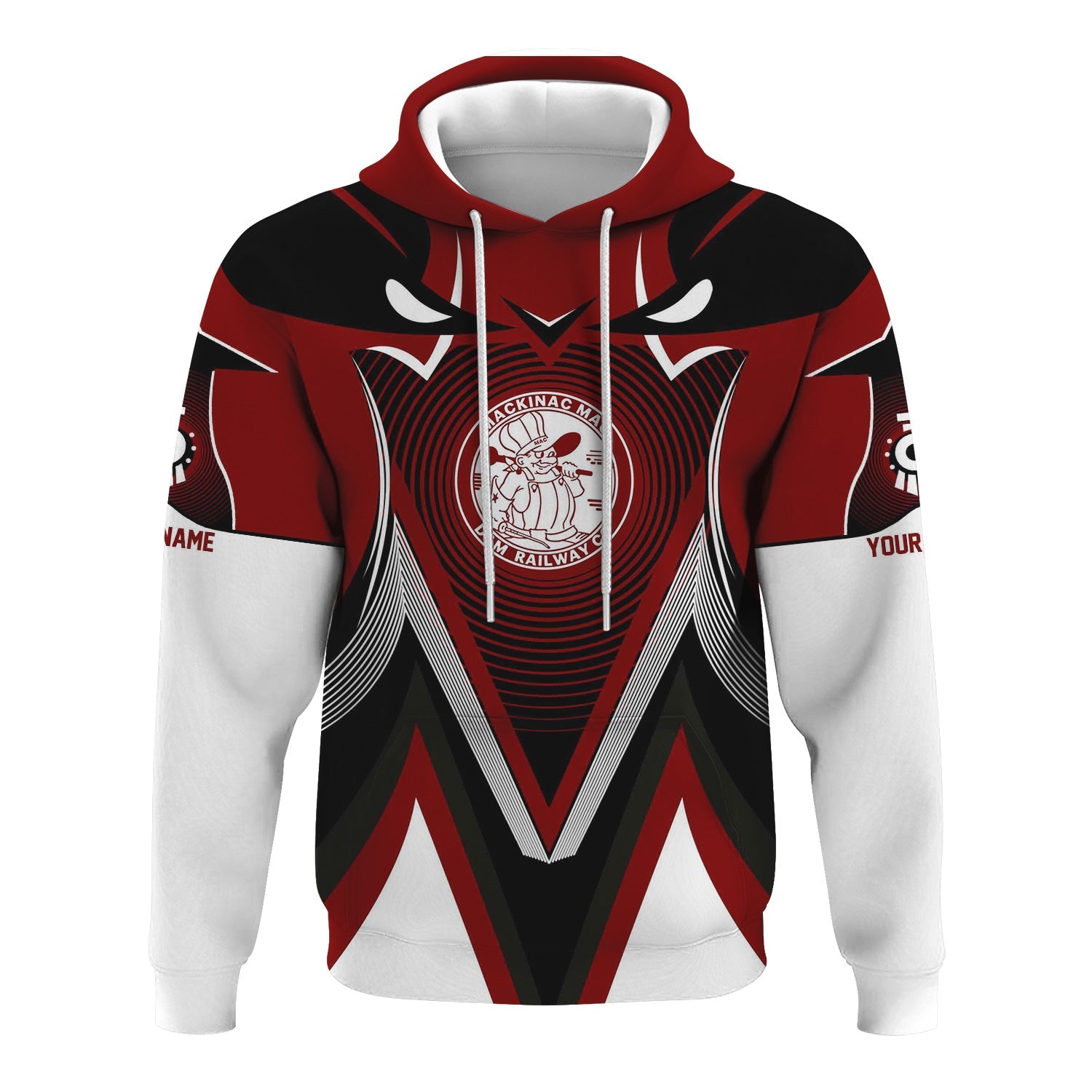 Railspirit Personalized Detroit & Mackinac Railroad Hoodie Vibrant Graphic Pattern Zip Up Hoodie For Train Enthusiasts