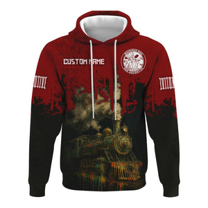 Railspirit Personalized Detroit & Mackinac Railroad Hoodie Vintage Train Art Style Zip Up Hoodie For Locomotive Fans