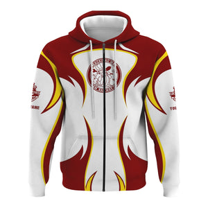 Railspirit Personalized Detroit & Mackinac Railroad Hoodie Distinctive Flame Style Zip Up Hoodie For Steam Engine Addict