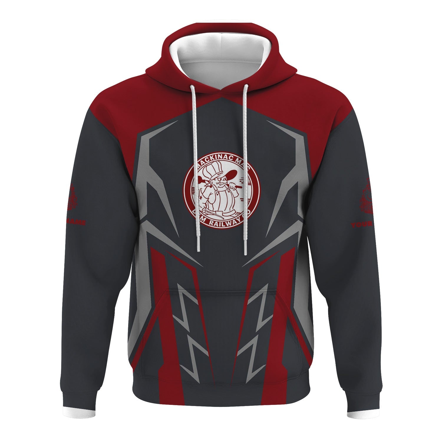 Railspirit Personalized Detroit & Mackinac Railroad Hoodie Futuristic Design with Custom Job Train Zip Up Hoodie