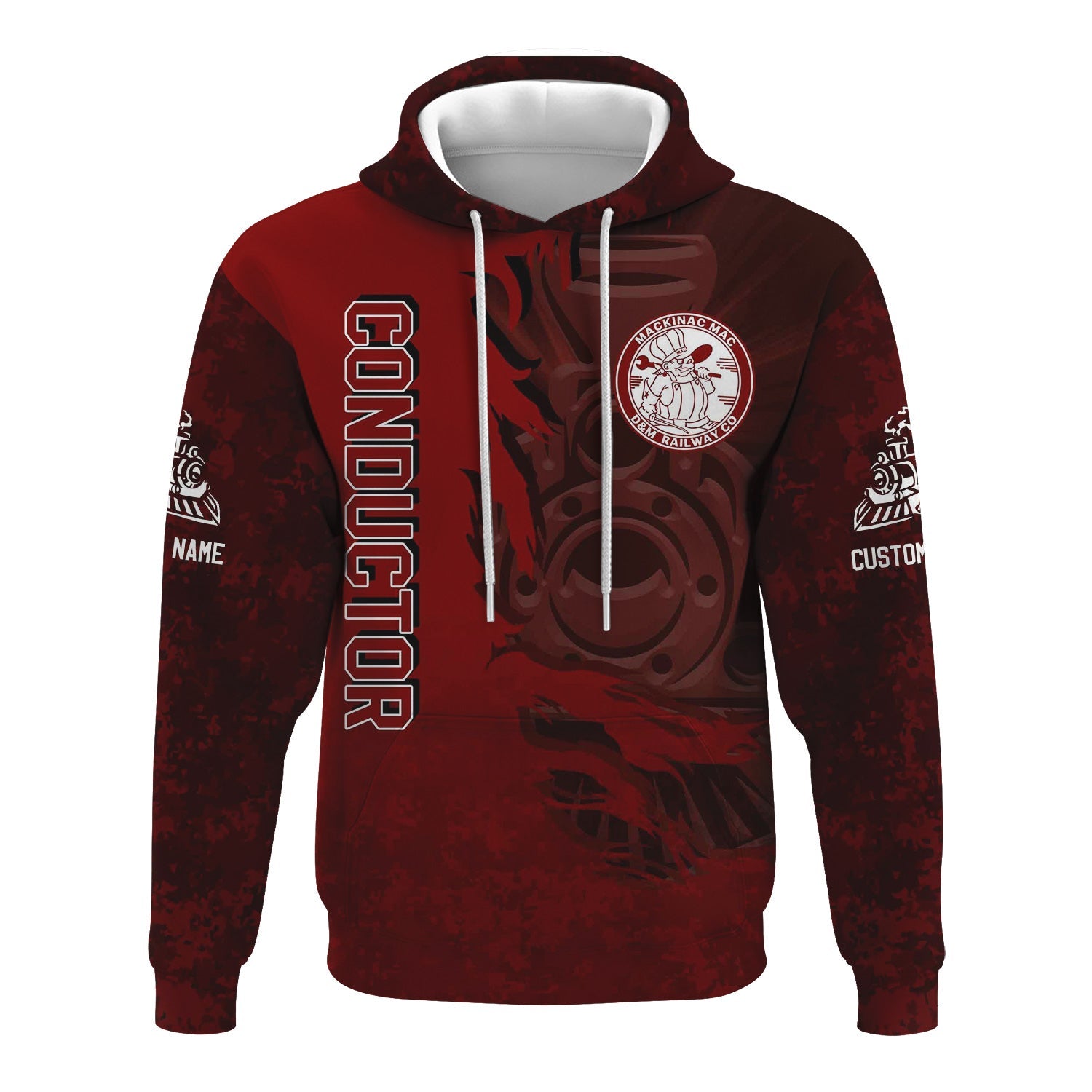 Railspirit Personalized Detroit & Mackinac Railroad Hoodie Blazing Style with Custom Position Train Zip Up Hoodie