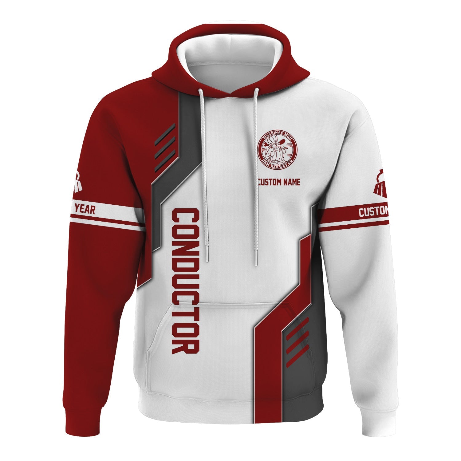 Railspirit Personalized Detroit & Mackinac Railroad Hoodie Unique Railway Style with Custom Job Train Zip Up Hoodie