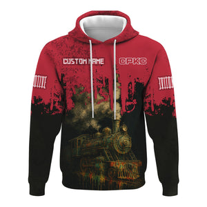 Railspirit Personalized Canadian Pacific Kansas City Hoodie Vintage Train Art Style CPKC Zip Up Hoodie For Locomotive Fans