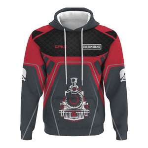 Railspirit Personalized Canadian Pacific Kansas City Hoodie Steam Locomotive Engine Graphic CPKC Train Zip Up Hoodie All Over Print