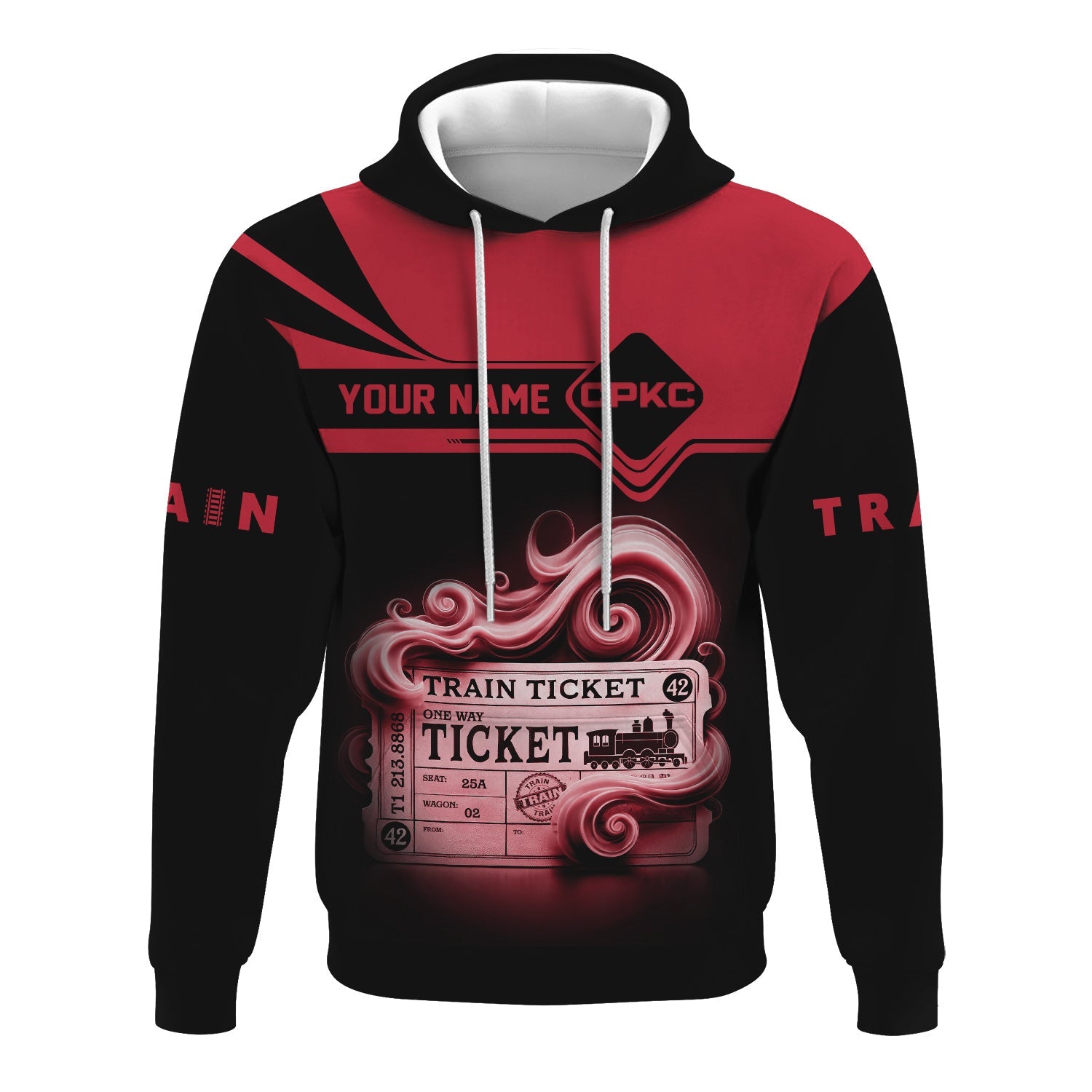 Railspirit Custom Name Canadian Pacific Kansas City Hoodie American Train Ticket CPKC Printed Zip Hoodie