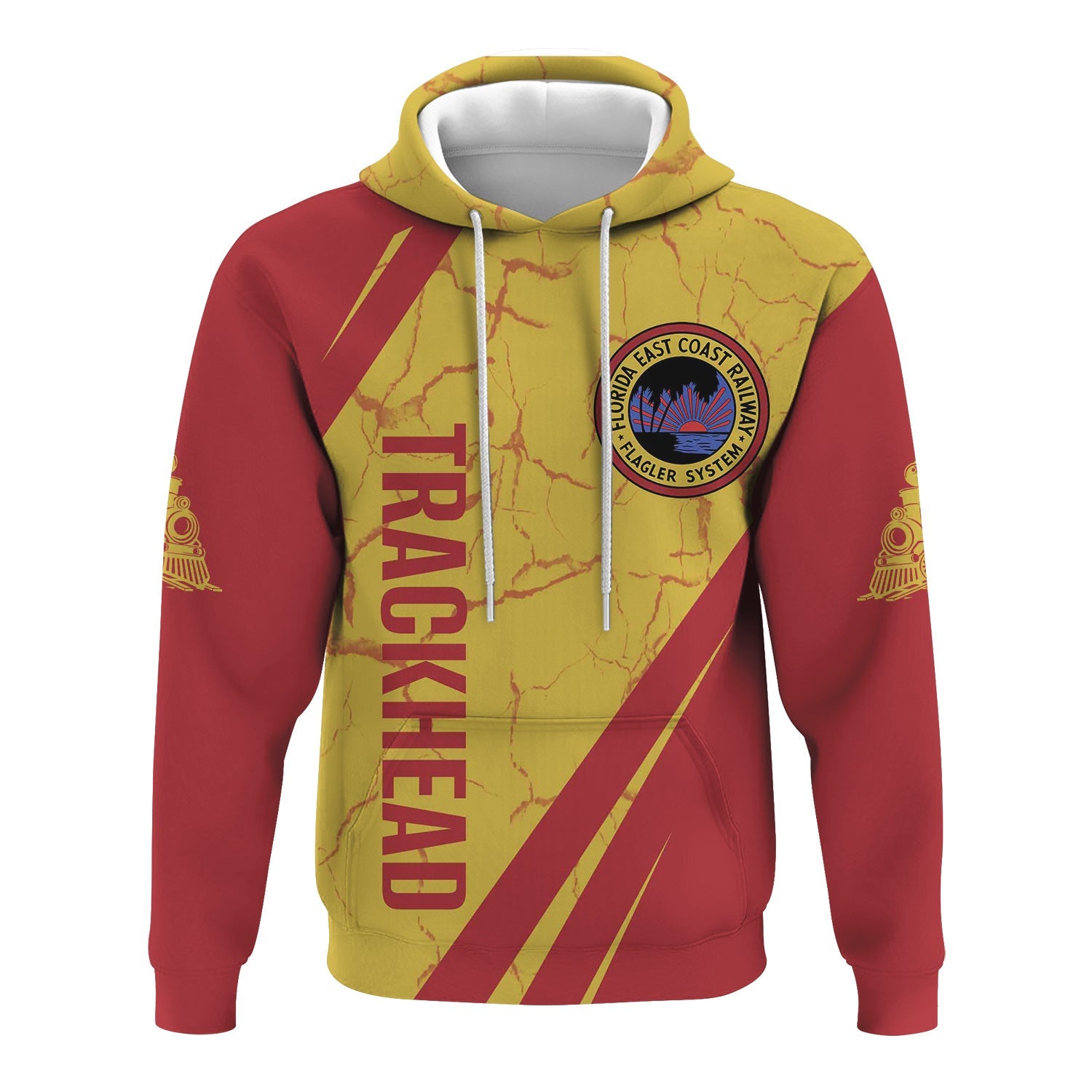 Railspirit Personalized Florida East Coast Railway Hoodie Crackle Texture Style Train Zip Up Hoodie For Trackhead