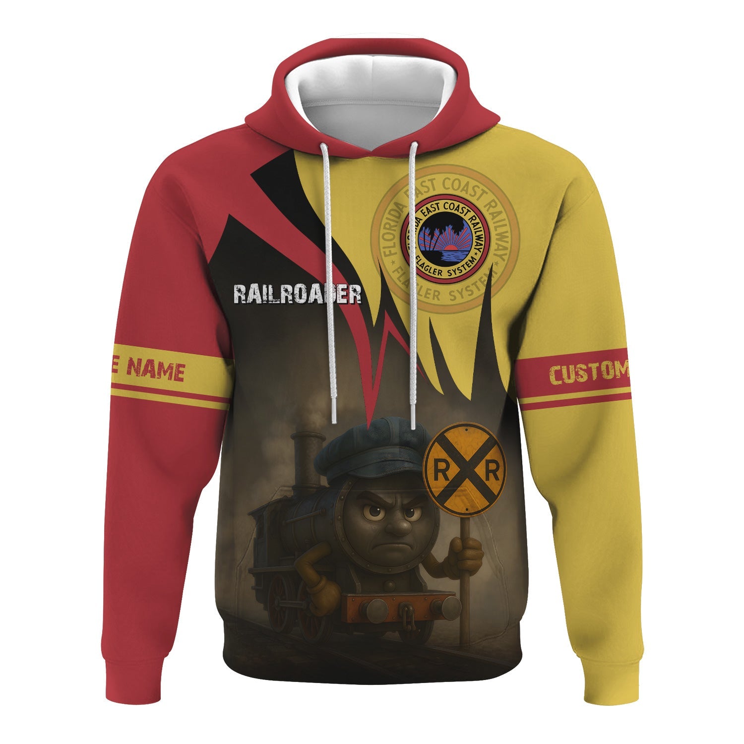 Railspirit Personalized Florida East Coast Railway Hoodie Angry Train Hoodie Gift Idea For Train Lover